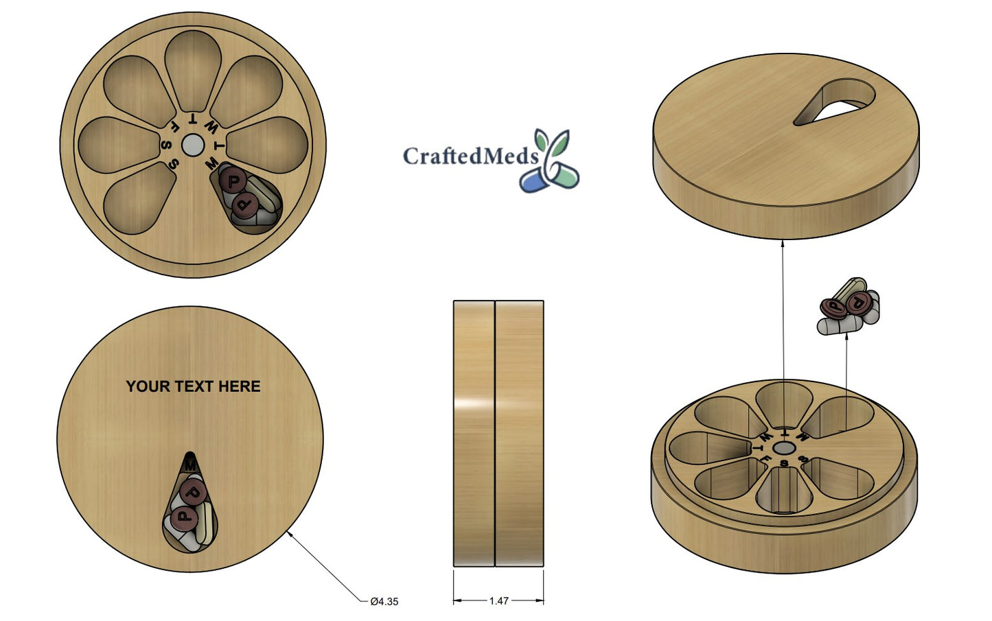 Customized Wooden Pill Organizer